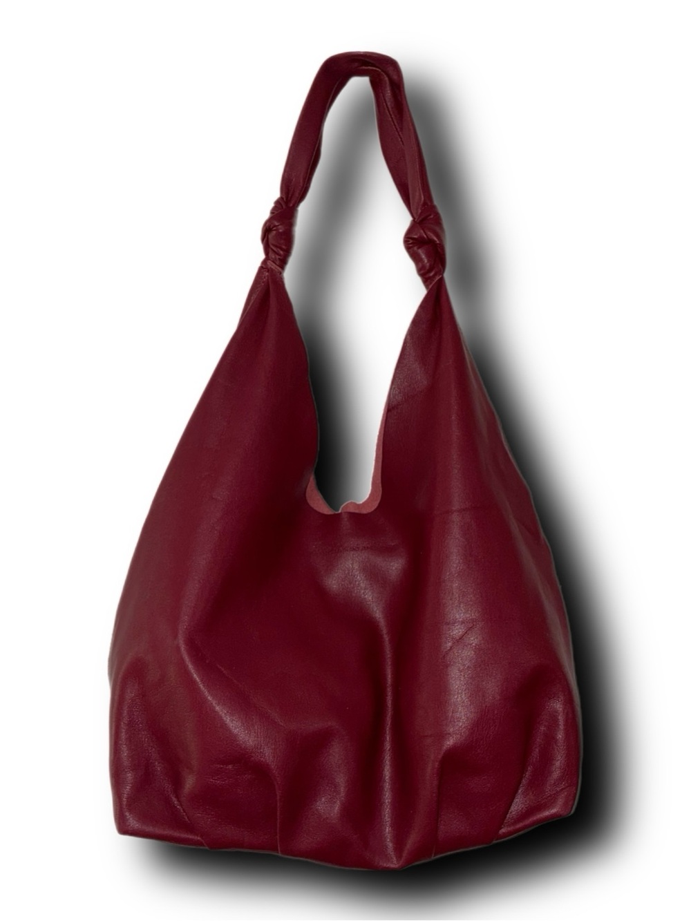 Elizabeth and James Knotted Hobo Bag Tote in Burgundy Vegan Leather Boho Vibes
